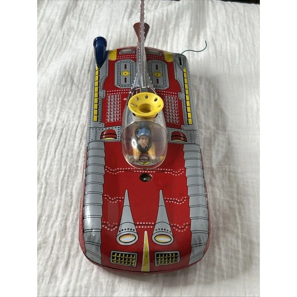 Vintage 1960 Interkozmosz Hungarian Litho Tin Retro Car Red Missing Tail Light